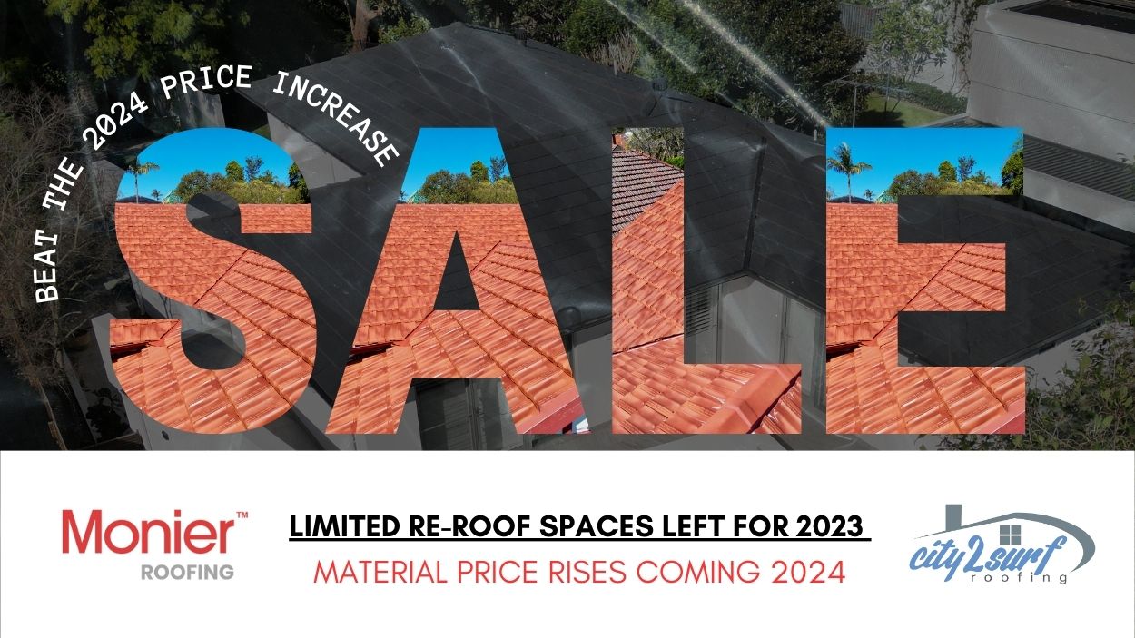 Sydney roof replacement promotion with 10% savings before roofing price increases