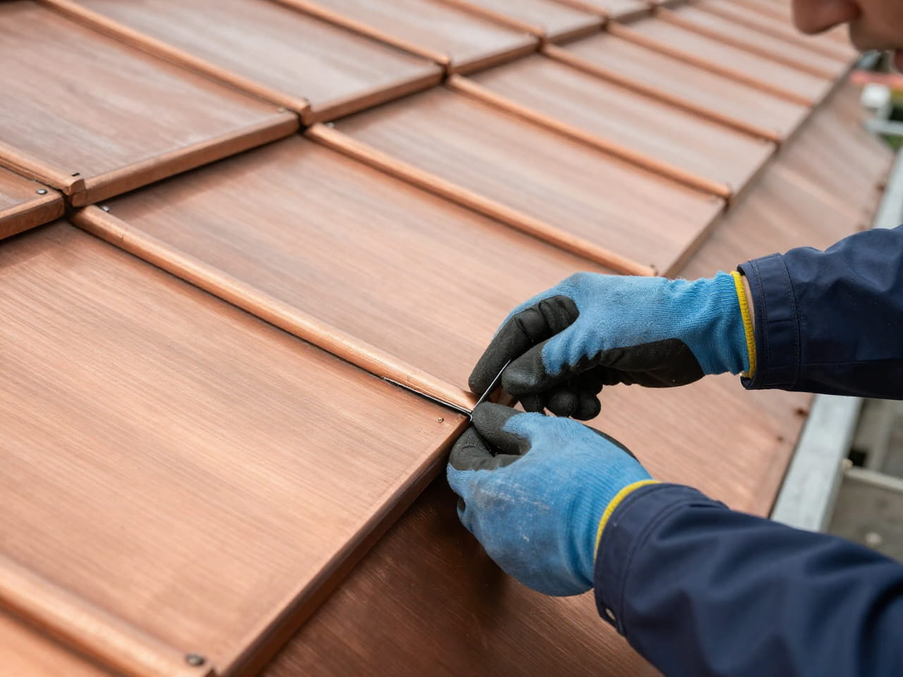 Professional inspection of a copper roofing system in Sydney